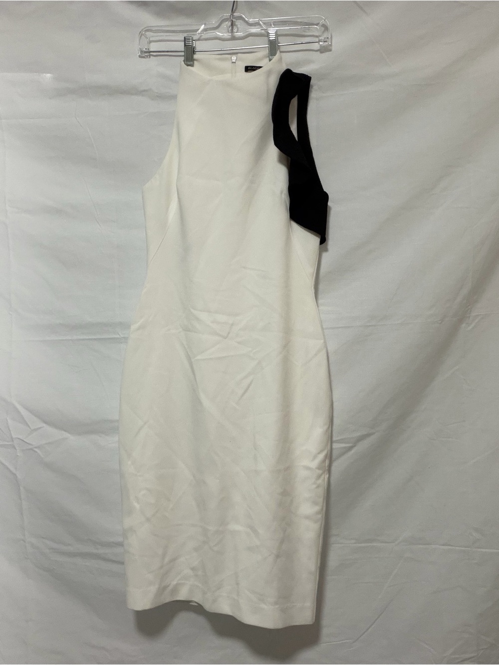 Black Halo White One-Shoulder Dress with Black Strap Detail